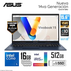 Laptop Vivobook 15 X1504VA-NJ944 Core 5 120U 14va Gen 16GB RAM 512GB SSD 15.6"FHD