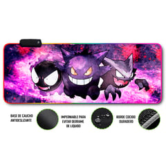 GENERICO - Mouse pad gamer antideslizante con luz rgb de 80x30 Gengar