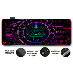 GENERICO - Mouse pad gamer antideslizante con luz rgb de 80x30 Gravity Falls