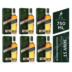 JOHNNIE WALKER - Whisky Green Label Botella 750 ml - 6 UND con estuche