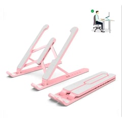 GENERICO - Soporte base para laptop o tablet graduable Rosado