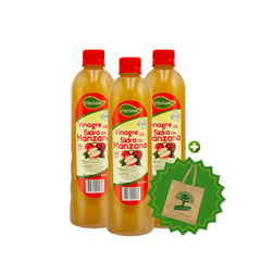 FITOSANA - VINAGRE DE SIDRA DE MANZANA 550ML 03 VINAGRES+BOLSA REGALO