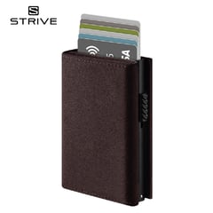 STRIVE - BILLETERA TARJETERO INTELIGENTE RFID CUERO PREMIUM ALCÁNTARA MARRÓN