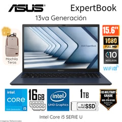 Laptop ExpertBook Intel Core i5 1335U 16GB RAM 1TB SSD 156 FHD B1502CVA-NJ1434 + Mochila