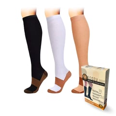 GENERICO - Medias de compresion talla L/XL pack de 3 pares Negro, Blanco, Beige