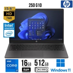 HP - Laptop 250 G10, Intel i7-13va Gen. Ram 16GB, SSD 512GB, 15.6" LED HD, Win 11 PRO