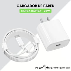 GENERICO - Cargador de pared para iPhone - Carga rápida 20W