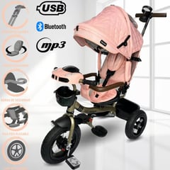 BABY KITS - Triciclo Guiador 3 en 1 «FORT PREMIUM» USB Rosado