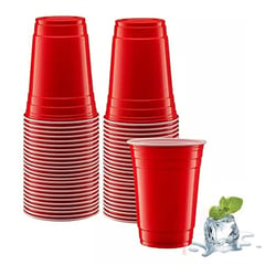 GENERICO - Vasos para Fiesta SET X 50 UND Desechable Descartable 16 OZ color Rojo