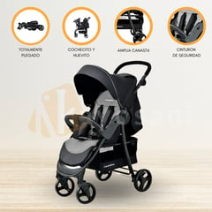 CARESTINO - Coche de Paseo con Accesorios «CITY V2» Gris Melange