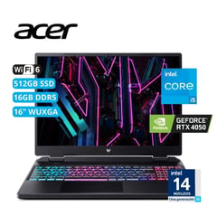 LAPTOP ACER, PREDATOR HELIOS, CORE i5 13500HX, 16GB DDR5, 512GB, RTX 4050 6GB, WUXGA IPS 16", 165HZ