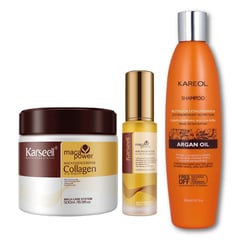 GENERICO - Mascarilla Colágeno Karsell + Aceite de Argán + Shampoo de Argán Oil