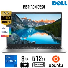 DELL - Laptop Inspiron 3520, Intel core i7-12va Gen. Ram 8GB, SSD 512GB, 15.6 LED FHD, LINUX UBUNTU