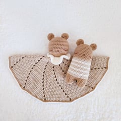 BE CRAFTY - Set Manta de Apego y Juguete Sonaja Oso Bebé 0-6 Meses