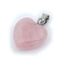 GENERICO - DIJE DE PIEDRA CORAZÓN DE CUARZO ROSA 1X1CM