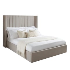 GENERICO - Cama Tapizada Listón 2 Plazas Beige