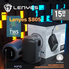 LENYES - Parlante Bluetooth S805, 15 Watts (RMS) y Sonido 360° Grados.