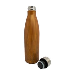 GENERICO - Botella Estilo Madera Camping Trekking Acero Inoxidable