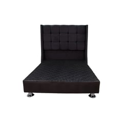 MUEBLES MACRUMO - Cama tapizada Atenas - 2 Plz - Negro Antifluido