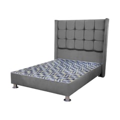 MUEBLES MACRUMO - Cama tapizada Atenas - 2 Plz - Gris Plata Antifluido