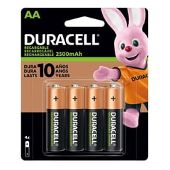 DURACELL - Pilas Recargables AA Blister de 4 pilas 2500 mAh