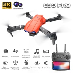 GENERICO - Drone E99 PRO con DOBLE CÁMARA HD 4K color Naranja