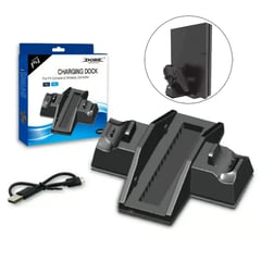 DOBE - Cargador Mandos para Ps4 Pro con Cooler Enfriador Base Vertical