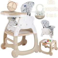 CAM - Silla para comer Carpeta de bebe 4 en 1 babero y Plato BEIGE