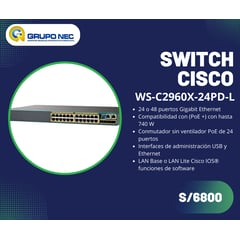 CISCO - Switch Catalyst WS-C2960X-24PD-L