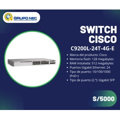 CISCO - Switch Catalyst C9200L-24T-4G-E