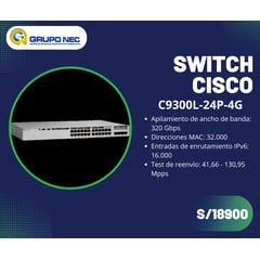 CISCO - Switch Catalyst C9300L-24P-4G