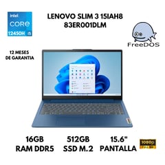 LENOVO - LAPTOP IDEAPAD SLIM 3 15IAH8 CORE I5-12450H 16GB RAM DDR5 512GB SSD 15.6" FHD FREEDOS