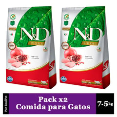 ND - Pack x2 Comida para Gato Adulto N&D Pollo y Granada 7.5 kg