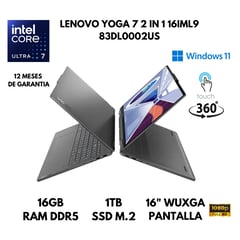 LENOVO - LAPTOP YOGA 7 2 IN 1 16IML9 ULTRA 7 155U 16GB RAM DDR5 1TB SSD 16" WUXGA WINDOWS 11 AMERICANA