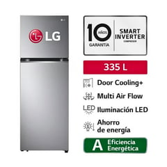 LG - Refrigeradora 335 Lt Top Freezer No Frost GT33BPP Plateado