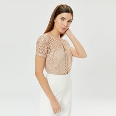 CAMILA VIALI - Blusa Alana Beige Manga Corta