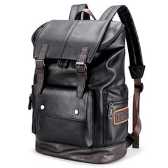 OEM - Mochila Cuero PU 0120 Viaje Laptop Negro