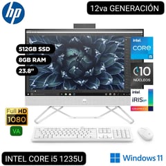 HP - ALL IN ONE 24-CB1009LA INTEL CORE i5 1235U 23.8 FHD VA 8GB RAM 512GB SSD INTEL IRIS Xe W11