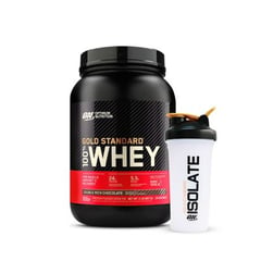 OPTIMUN NUTRITION - PROTEÍNA GOLD STANDARD WHEY 2LB SABOR CHOCOLATE SHAKER GRATIS