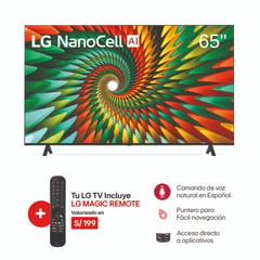 LG - Televisor NanoCell 65 UHD 4K ThinQ AI 65NANO77SR