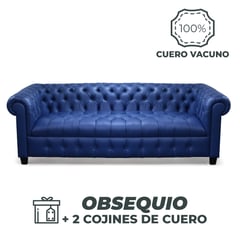 GIORDANO - SOFA TRIPLE- CHESTERFIELD CUERO VACUNO