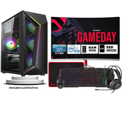 GAMEMAX - PC Completa Intel Core i7 6700 16GB Ram 480 GB SSD Monitor 24 FHD