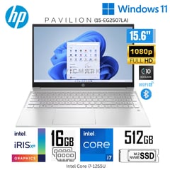 Laptop Pavilion Intel Core i7-1255U 16GB RAM 512GB SSD 156 FHD 15-EG2507LA Win 11+Mochila