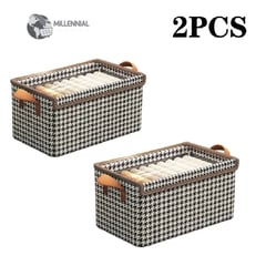 IMPORTADO MC - 2 Pcs Caja De Almacenamiento De Ropa Organizadoras Plegable Con Tapa