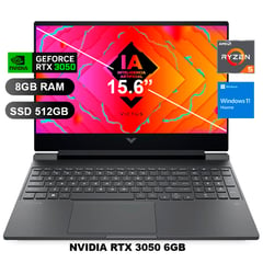 Laptop Gamer Victus 15-fb2002la AMD Ryzen5, RTX3050, 8GB RAM, 512GB SSD, 15.6 (A14LLLA)