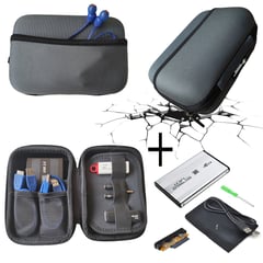 SANTOFA ELECTRONICS - Funda Anti Golpes + Case Disco Duro Externo 2.5 doble bolsillo - Gris