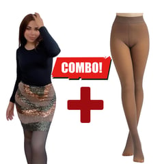 ALMA - Combo termico Cafarena Y panty medias Efecto invisible micropolar interior calentador