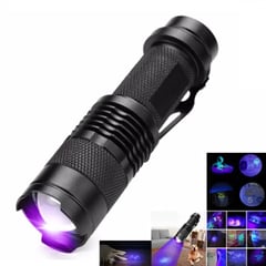 INTEC - Linterna Uv Lampara Luz Negra Ultravioleta Led Zoom 395 nm Recargable