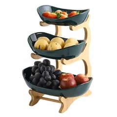 ELMEJORPRECIO - Frutero Centro De Mesa De 3 Niveles Para decoración Verde