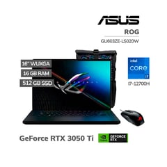 LAPTOP ROG ZEPHYRUS GU603ZE-LS020W I7-12700H 16GB 512GB SSD T VIDEO RTX 3050TI 4GB 16 WUXGA